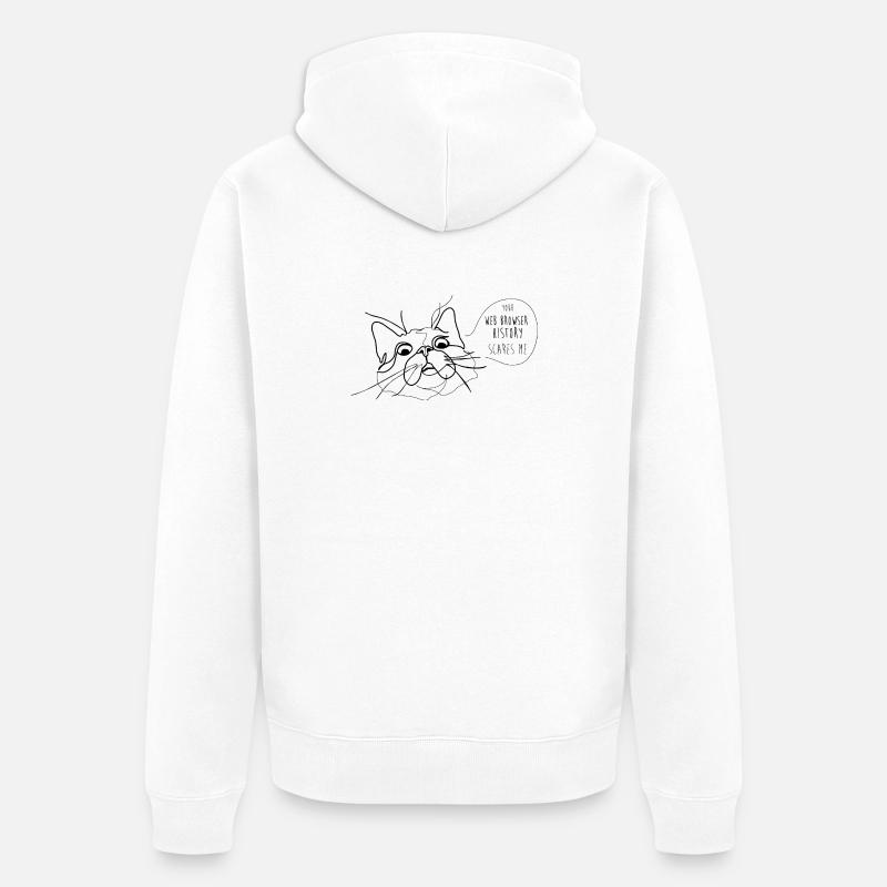 Cat Meme - Scary Webbrowser History - Unisex Premium Bio Zip Hoodie - Weiß