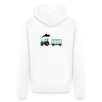 traktor trecker landwirtschaft - Unisex Premium Bio Zip Hoodie - Weiß - Hinten - Thijin (182cm)