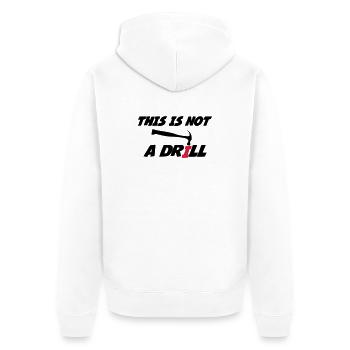 Dies ist keine Übung 🔨 - Unisex Premium Bio Zip Hoodie - Weiß - Hinten - Thijin (182cm)