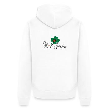 Glück Mama Kleeblatt - Unisex Premium Bio Zip Hoodie - Weiß - Hinten - Thijin (182cm)