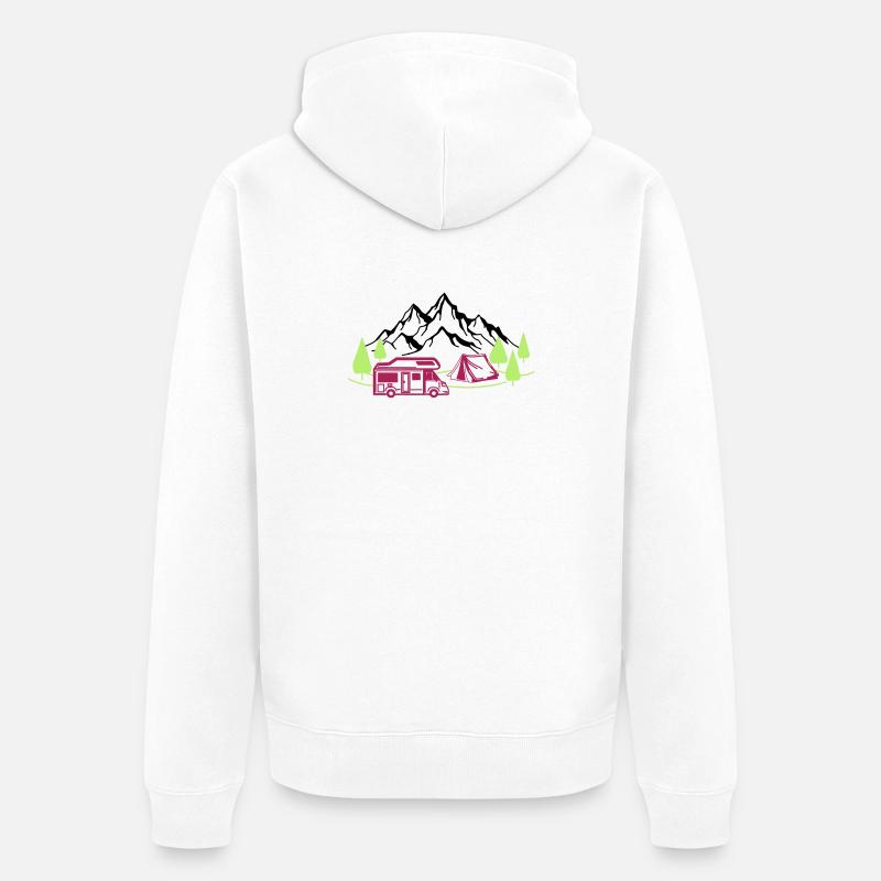 Urlaub in den Bergen - Unisex Premium Bio Zip Hoodie - Weiß