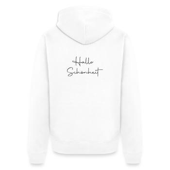 Hallo Schönheit - Unisex Premium Bio Zip Hoodie - Weiß - Hinten - Thijin (182cm)