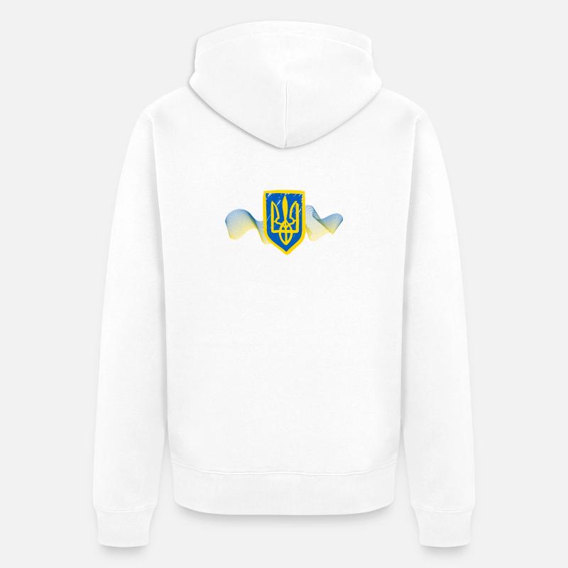Conception de l’emblème du trident ukrainien - Veste à capuche bio Premium Unisexe - blanc