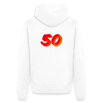jahre alt, 50 leuchtende Farbe, gratulieren - Unisex Premium Bio Zip Hoodie - Weiß - Hinten - Thijin (182cm)