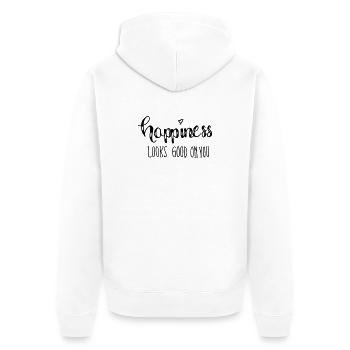 happiness looks good on you - Unisex Premium Organic Zip Hoodie - white - Back - Thijin (182cm)