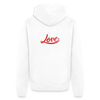 Lettrage d’amour en forme de cœur avec nœuds - Veste à capuche bio Premium Unisexe - blanc - Dos - Thijin (182cm)
