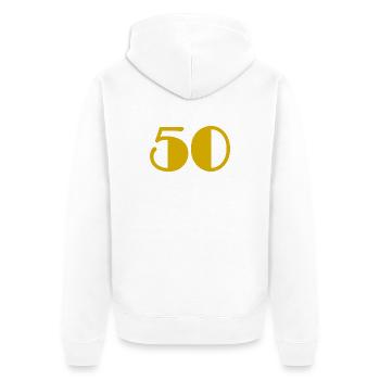 50. 50 YEARS. 50th ANNIVERSARY. BIRTHDAY 50 YEARS. - Unisex Premium Organic Zip Hoodie - white - Back - Thijin (182cm)