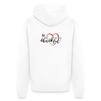 be thankful - Unisex Premium Organic Zip Hoodie - white - Back - Thijin (182cm)