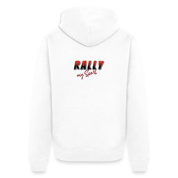 Rally my Sport schwarz rot - Unisex Premium Bio Zip Hoodie - Weiß - Hinten - Thijin (182cm)