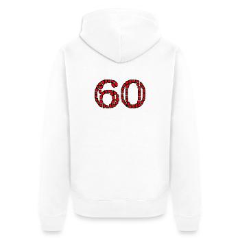60. 60 ANS. 60e ANNIVERSAIRE. ANNIVERSAIRE 60 ANS. - Veste à capuche bio Premium Unisexe - blanc - Dos - Thijin (182cm)