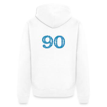 90. 90 ANS. 90e ANNIVERSAIRE. ANNIVERSAIRE 90 ANS. - Veste à capuche bio Premium Unisexe - blanc - Dos - Thijin (182cm)