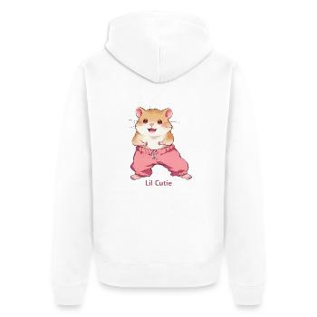 Lil Cutie – Niedlicher Hamster Retro Style - Unisex Premium Bio Zip Hoodie - Weiß - Hinten - Thijin (182cm)