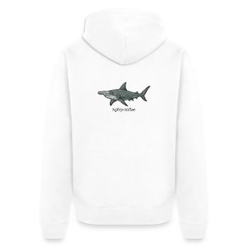 Sphyrnidae Hammerhead Shark Design - Unisex Premium Organic Zip Hoodie - white - Back - Thijin (182cm)