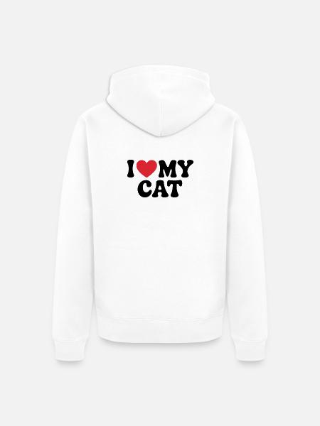 Love My Cat Pet Lover - Unisex Premium Organic Zip Hoodie - white