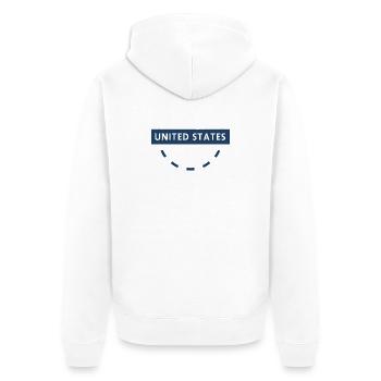 USA Round Emblem in Blue Tones - Unisex Premium Organic Zip Hoodie - white - Back - Thijin (182cm)