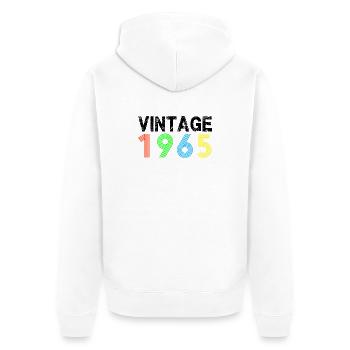 Vintage 1965 60th Birthday Gifts  - Unisex Premium Organic Zip Hoodie - white - Back - Thijin (182cm)