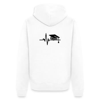 Ligne ECG avec capuchon d’extrémité – Motif de graduation - Veste à capuche bio Premium Unisexe - blanc - Dos - Thijin (182cm)
