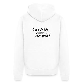 Ich moechte kuscheln - Unisex Premium Bio Zip Hoodie - Weiß - Hinten - Thijin (182cm)