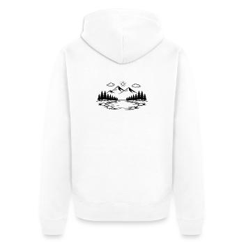 Icône nature des montagnes en plein air - Veste à capuche bio Premium Unisexe - blanc - Dos - Thijin (182cm)