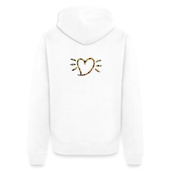 Leopard Herz Strahlen - Unisex Premium Bio Zip Hoodie - Weiß - Hinten - Thijin (182cm)