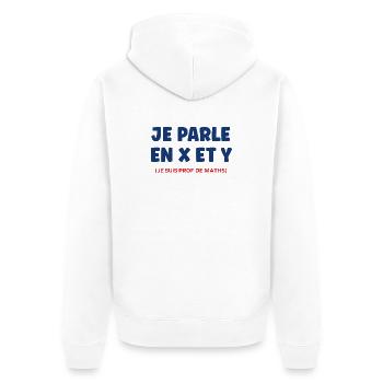 I speak in x and y math teacher - Unisex Premium Organic Zip Hoodie - white - Back - Thijin (182cm)