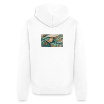 Flowing Color Portrait Turquoise - Unisex Premium Organic Zip Hoodie - white - Back - Thijin (182cm)