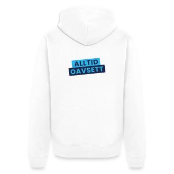 Immer unabhängig – stilvolle Aussage - Unisex Premium Bio Zip Hoodie - Weiß - Hinten - Thijin (182cm)