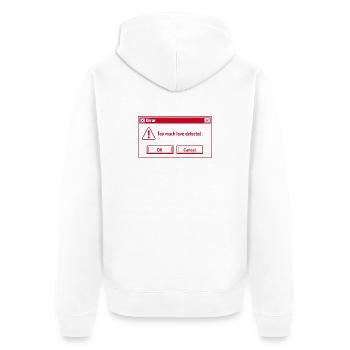 Trop d’amour détecté - Saint-Valentin - Nerd - Veste à capuche bio Premium Unisexe - blanc - Dos - Thijin (182cm)