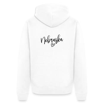 Nebraska Heart Women's Love Nebraska - Unisex Premium Bio Zip Hoodie - Weiß - Hinten - Thijin (182cm)