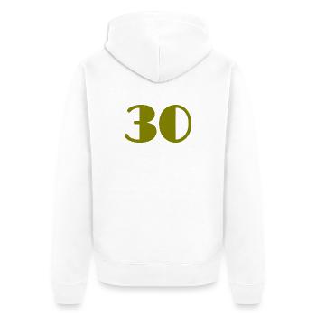 30. 30 ANS. 30e ANNIVERSAIRE. ANNIVERSAIRE 30 ANS. - Veste à capuche bio Premium Unisexe - blanc - Dos - Thijin (182cm)