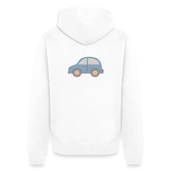 Little Blue Car Graphic - Unisex Premium Organic Zip Hoodie - white - Back - Thijin (182cm)