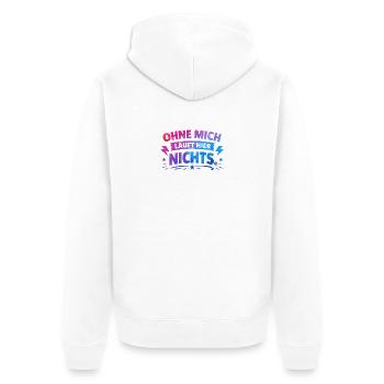 Ohne mich läuft hier nichts.  - Unisex Premium Bio Zip Hoodie - Weiß - Hinten - Thijin (182cm)