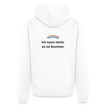 Regenbogen ich kann nicht, es ist sommer - Unisex Premium Bio Zip Hoodie - Weiß - Hinten - Thijin (182cm)