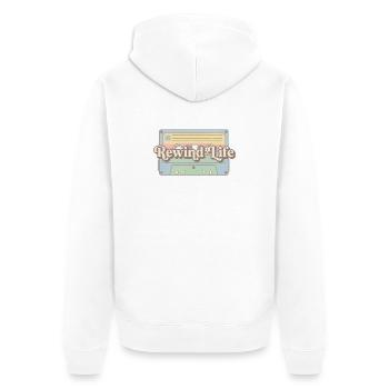 Rewind Life Retro Cassette - Unisex Premium Organic Zip Hoodie - white - Back - Thijin (182cm)