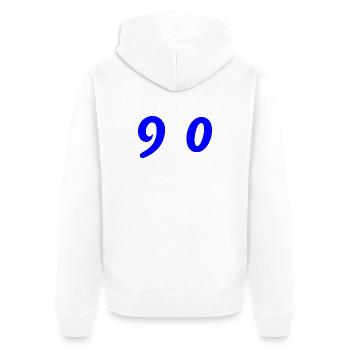 90. 90 ANS. 90e ANNIVERSAIRE. ANNIVERSAIRE 90 ANS. - Veste à capuche bio Premium Unisexe - blanc - Dos - Thijin (182cm)