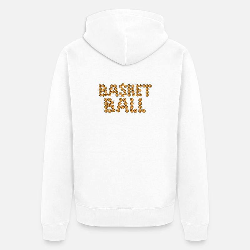 Typographie du basket-ball - Veste à capuche bio Premium Unisexe - blanc
