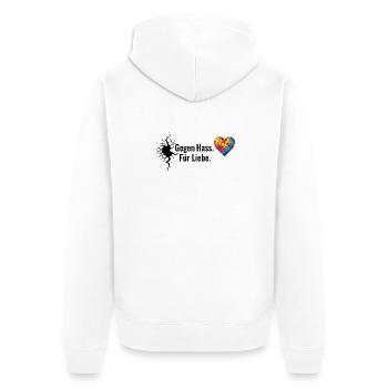 Gegen Hass Für Liebe Motiv für Aktivisten & Pride - Unisex Premium Bio Zip Hoodie - Weiß - Hinten - Thijin (182cm)