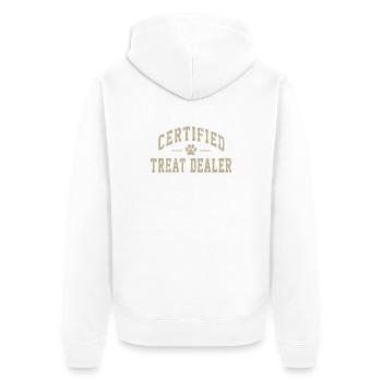 Certified Treat Dealer - Unisex Premium Organic Zip Hoodie - white - Back - Thijin (182cm)
