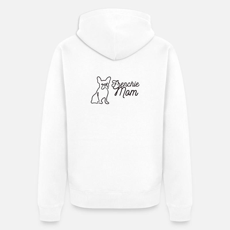 Frenchie Mom Silhouette Script Lineart - Unisex Premium Bio Zip Hoodie - Weiß