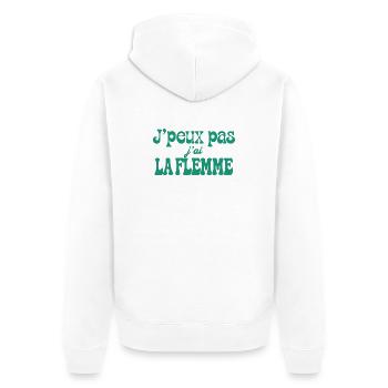 J'peux pas j'ai la flemme - Veste à capuche bio Premium Unisexe - blanc - Dos - Thijin (182cm)