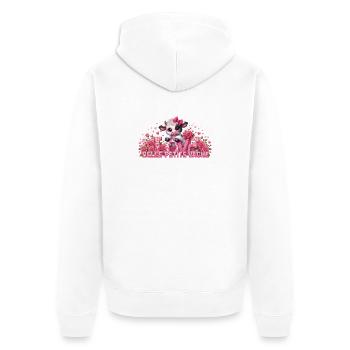 Vache Kawaii Amour et Roses - Veste à capuche bio Premium Unisexe - blanc - Dos - Thijin (182cm)