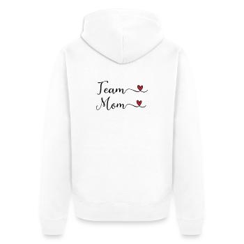 Team Mom Typographie Mignonne Design avec un cœur - Veste à capuche bio Premium Unisexe - blanc - Dos - Thijin (182cm)