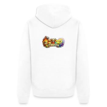 Hate or Love? - Unisex Premium Bio Zip Hoodie - Weiß - Hinten - Thijin (182cm)