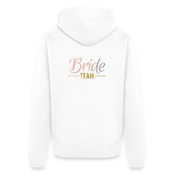 Bride Team Ringe Federn JGA Junggesellenabschied - Unisex Premium Bio Zip Hoodie - Weiß - Hinten - Thijin (182cm)