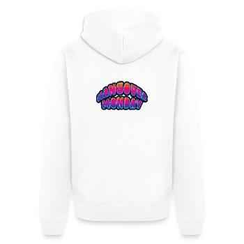 Lustiges Hangover Monday Weekend ist vorbei mit dem Design - Unisex Premium Bio Zip Hoodie - Weiß - Hinten - Thijin (182cm)