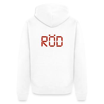 Rot – LCD - Unisex Premium Bio Zip Hoodie - Weiß - Hinten - Thijin (182cm)