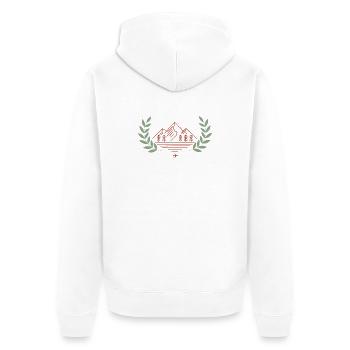 Paysage montagneux minimaliste / randonnée nature - Veste à capuche bio Premium Unisexe - blanc - Dos - Thijin (182cm)