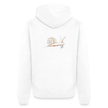 Schnecke  - Unisex Premium Bio Zip Hoodie - Weiß - Hinten - Thijin (182cm)
