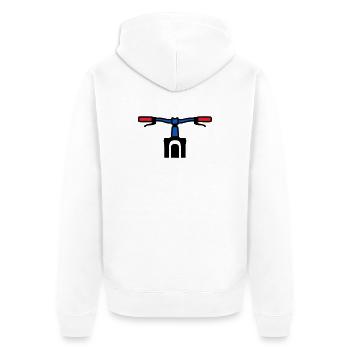 Mountainbike Lenker Grafik - Unisex Premium Bio Zip Hoodie - Weiß - Hinten - Thijin (182cm)