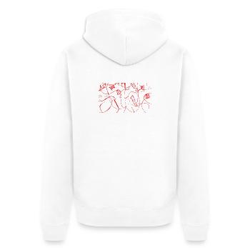Rotes Liniengeflecht - Unisex Premium Bio Zip Hoodie - Weiß - Hinten - Thijin (182cm)
